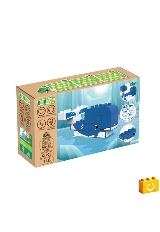 BiOBUDDi® BB-0101 | bio építőjáték | Sarkvidék - 2 az 1-ben bálna vagy fóka - 100% kompatibilis minden más kedvelt márkával