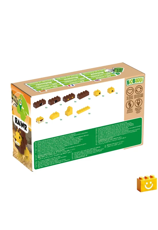 BiOBUDDi® BB-0102 | bio építőjáték | Szavanna - 2 az 1-ben oroszlán vagy strucc - 100% kompatibilis minden más kedvelt márkával