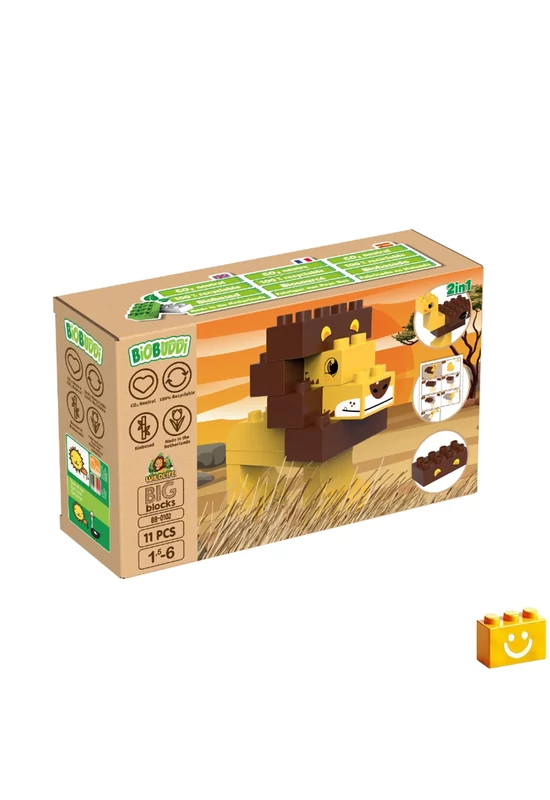 BiOBUDDi® BB-0102 | bio építőjáték | Szavanna - 2 az 1-ben oroszlán vagy strucc - 100% kompatibilis minden más kedvelt márkával