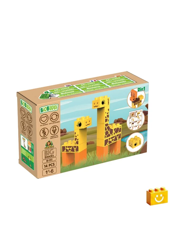 BiOBUDDi® BB-0103 | bio építőjáték | Sztyeppe - 2 az 1-ben zsiráf vagy jávorszarvas - 100% kompatibilis minden más kedvelt márkával