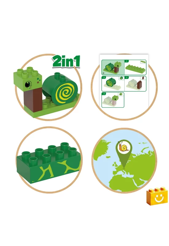 BiOBUDDi® BB-0104 | bio építőjáték | Mocsár - 2 az 1-ben teknős vagy csiga - 100% kompatibilis minden más kedvelt márkával