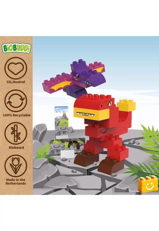 BiOBUDDi® BB-0187 | bio építőjáték | T-rex és Pterodactyl - 100% kompatibilis minden más kedvelt márkával