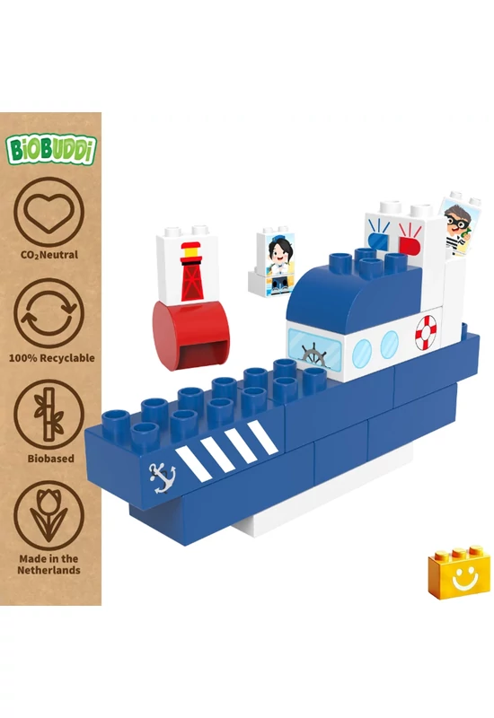 BiOBUDDi® BB-0250 | bio építőjáték | Rendőrhajó - 100% kompatibilis minden más kedvelt márkával