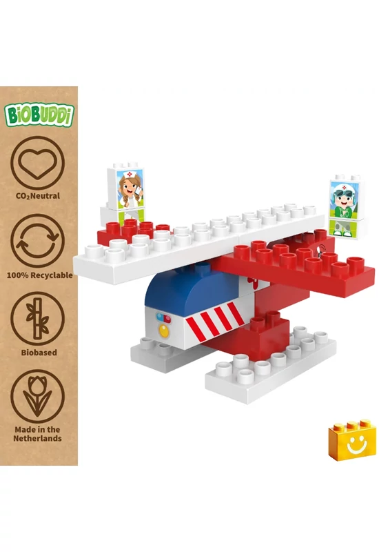 BiOBUDDi® BB-0251 | bio építőjáték | Mentőhelikopter - 100% kompatibilis minden más kedvelt márkával