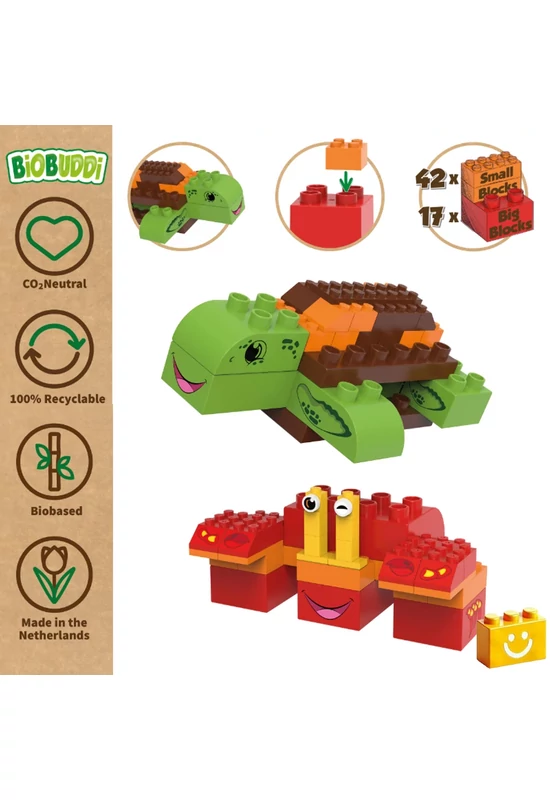 BiOBUDDi® BB-0252 | bio építőjáték | Teknős és rák - 100% kompatibilis minden más kedvelt márkával