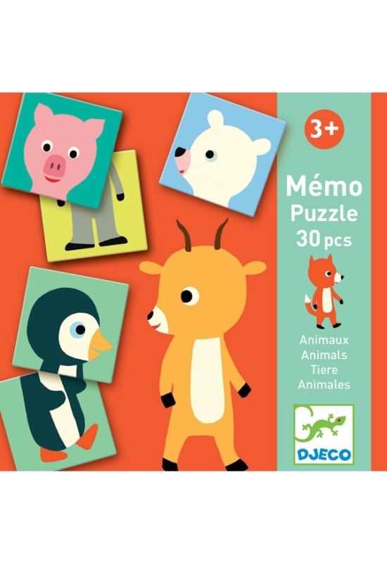DJECO - Memo Animo Puzzle - Állati feles - memória és párosító játék