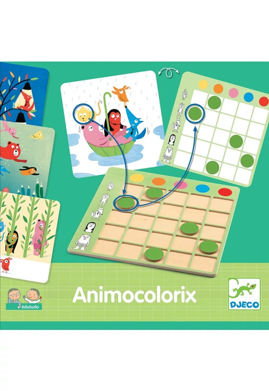 DJECO - Éduludo Animo Colorix - Színtaláló - kérdezz-felelek kirakó játék