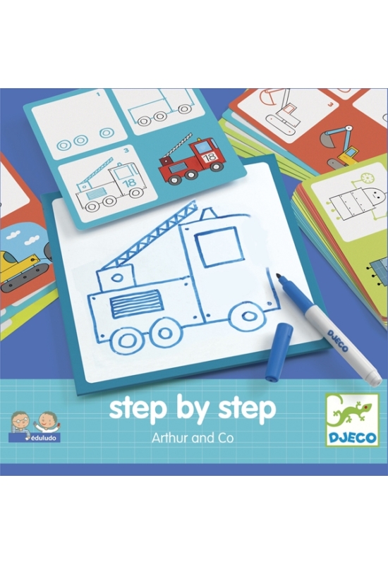 DJECO - Step by Step - Rajzoktató kártyák - Járművek