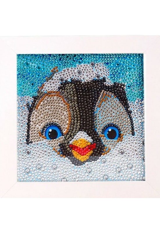Pingvin - gyémánt mozaik festés - 15x15 cm