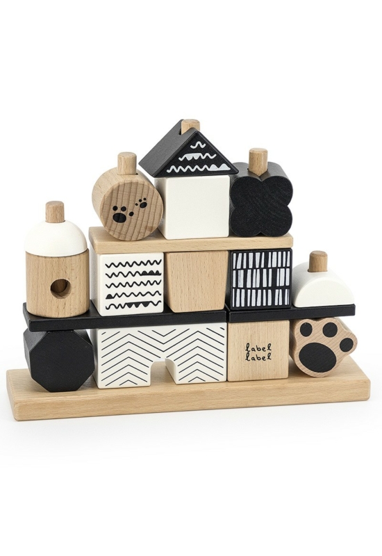 Label-Label - fekete-fehér Montessori formaépítő fajáték