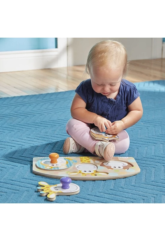 Melissa & Doug Fa készségfejlesztő játék, Puzzle fogantyúval, szafari