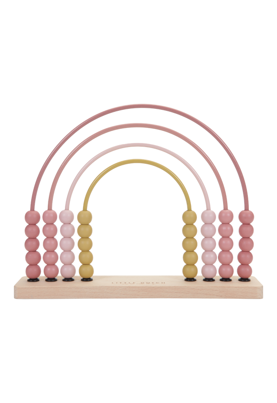 LITTLE DUTCH - Pure&Nature - fa, szivárvány abacus - pink