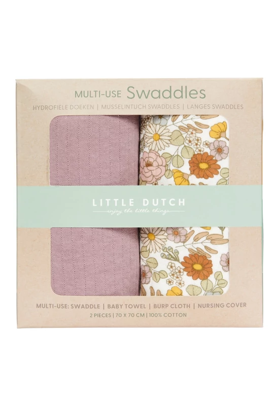 LITTLE DUTCH -  Textilpelenka - 2 db - 70x70 cm - Vintage kis virágok