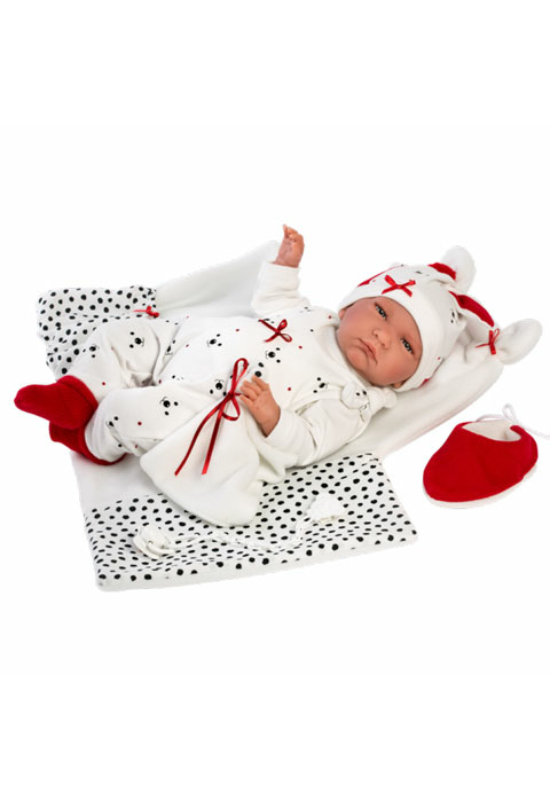 LLORENS - Lalo - csecsemő kisfiú játékbaba síró funkcióval, takaróval - 42 cm
