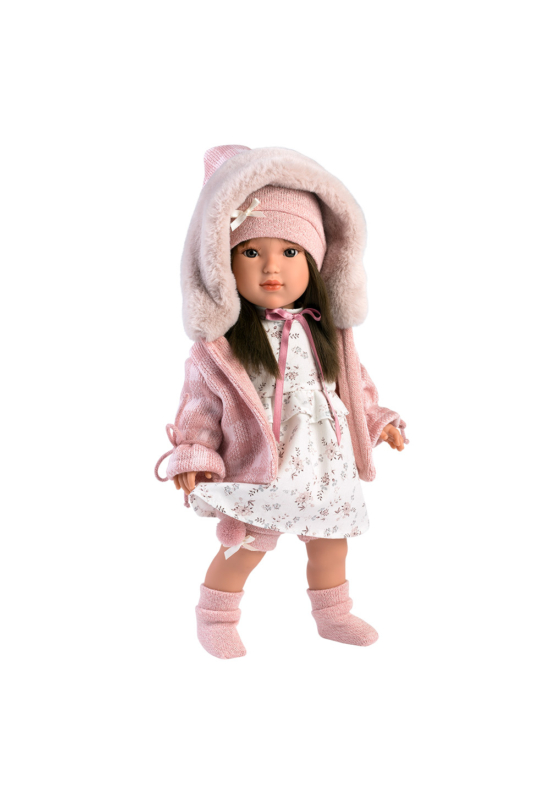 LLORENS - Sofia - kislány játékbaba kapucnis pulóverben - 40 cm