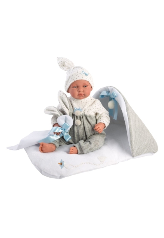 LLORENS - Tino - csecsemő kisfiú játékbaba síró funkcióval és fekhellyel - 44 cm