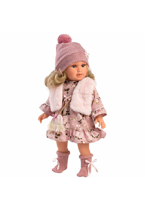 LLORENS - Anna- kislány játékbaba síró funkcióval és rózsaszín kardigánnal- 33cm