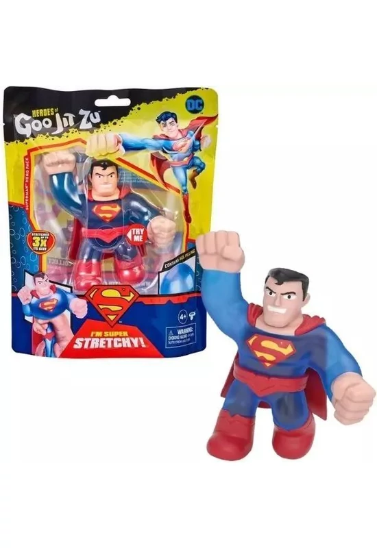 Goo Jit Zu Superman – zselés töltetű, nyújtható szuperhős figura. Hajlítható, összenyomható, levehető övvel – kreatív és tartós játékélmény 4 éves kortól.