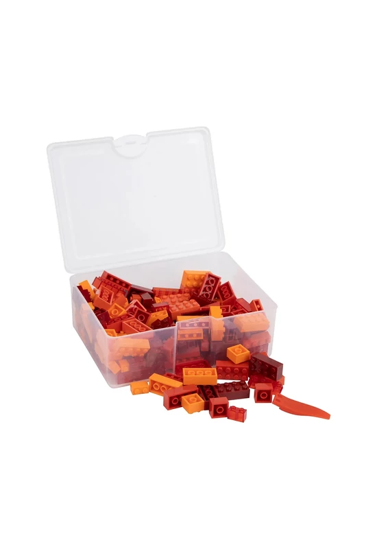 Q-BRiCKS - készségfejlesztő vegyes építőkocka készlet - Piros és narancs színekben 300 db-os