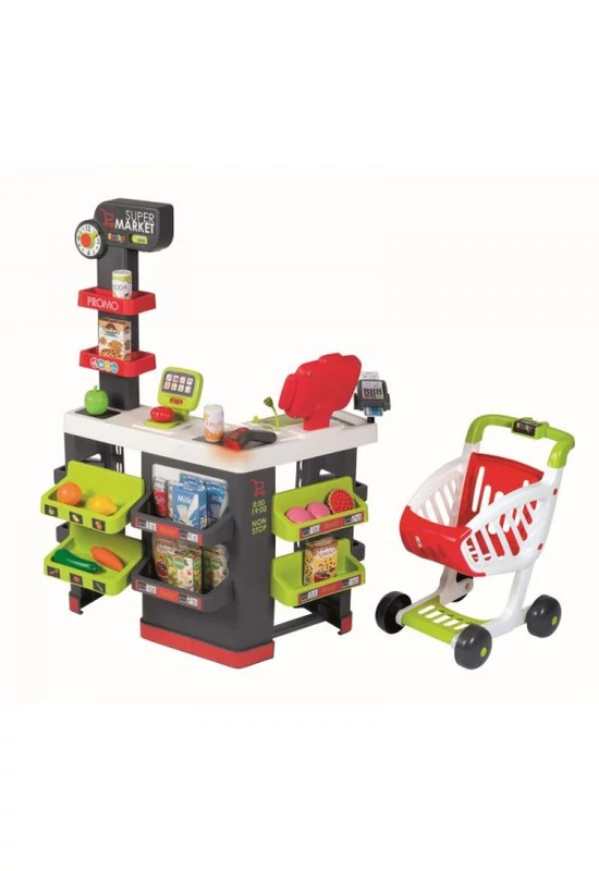 Smoby: Szupermarket pénztárgéppel és bevásárlókocsival - 42 részes