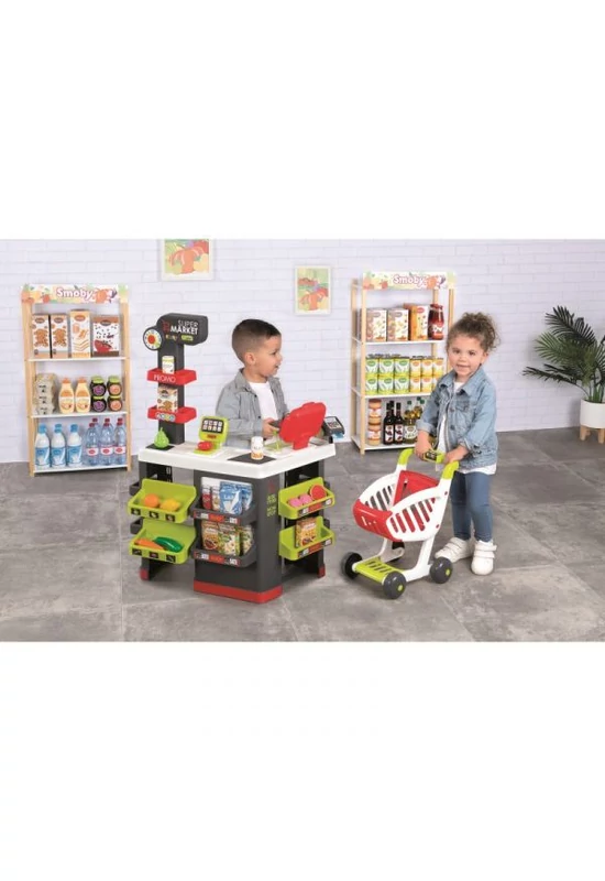 Smoby: Szupermarket pénztárgéppel és bevásárlókocsival - 42 részes