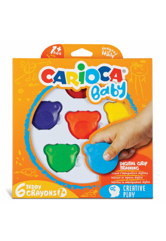 CARIOCA - Baby Teddy - Maci formájú zsírkréta - 6 db-os