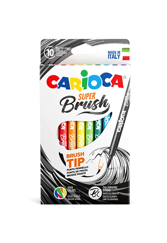 CARIOCA - Super Brush - ecsetvégű filctoll szett - 10 db-os