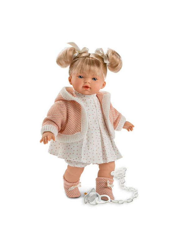 LLORENS - Roberta - kislány játékbaba kardigánnal - 33 cm
