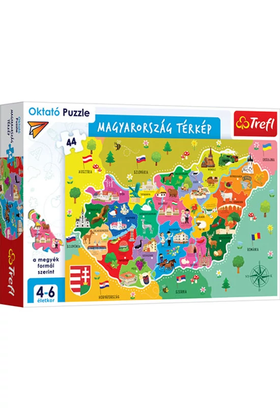 Trefl - Magyarország Térképe - oktató puzzle (44 db)