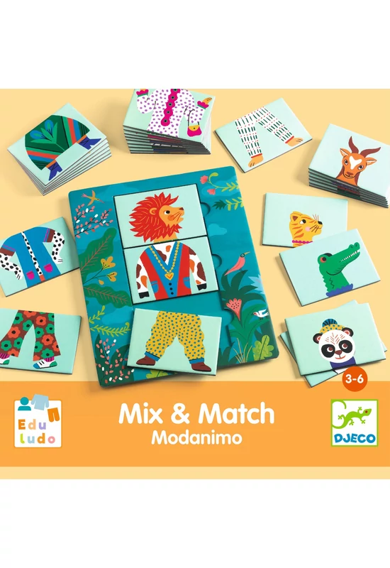 Fejlesztő játék - Állatdivat, 54 db-os - Eduludo Mix and Match Modanimo