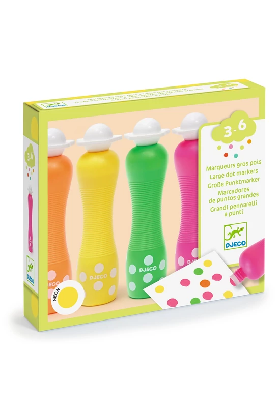 Marok filc készlet 4 fluoreszkáló színben - Pontozó színezés - Large dot markers