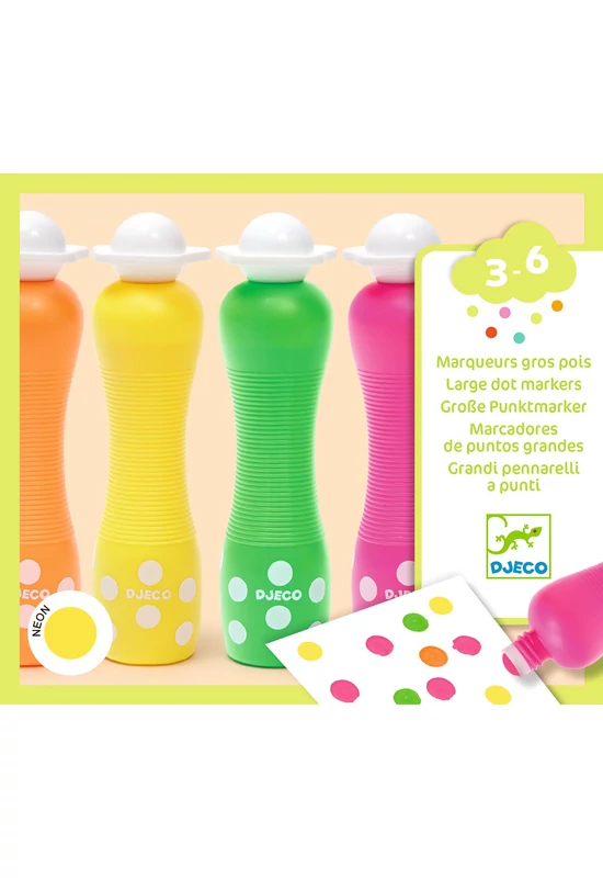 Marok filc készlet 4 fluoreszkáló színben - Pontozó színezés - Large dot markers