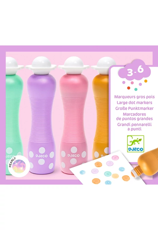 Marok filc készlet 4 gyöngyház színben - Pontozó színezés - Large dot markers