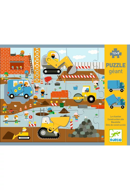 Óriás puzzle - Építkezés, 12+5 db-os - Construction site