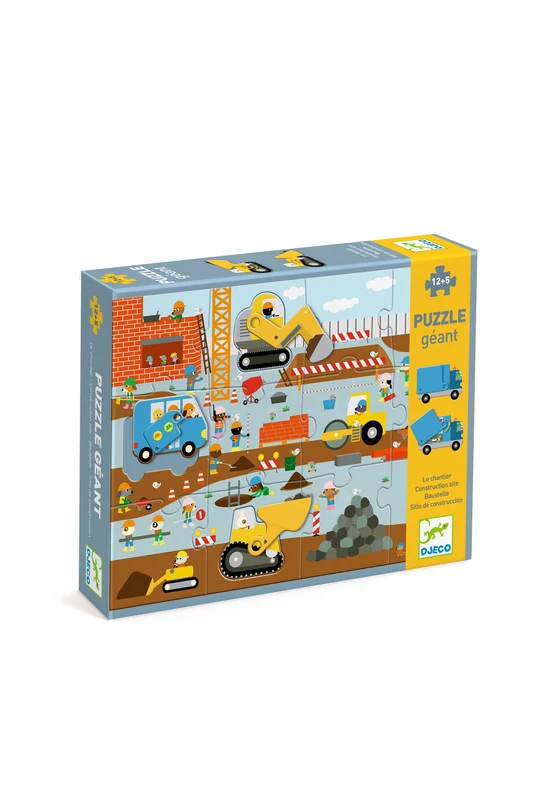 Óriás puzzle - Építkezés, 12+5 db-os - Construction site