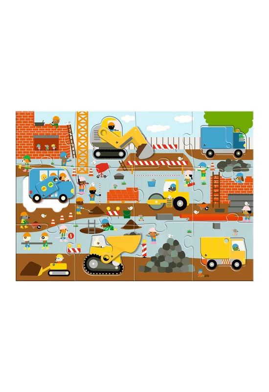 Óriás puzzle - Építkezés, 12+5 db-os - Construction site