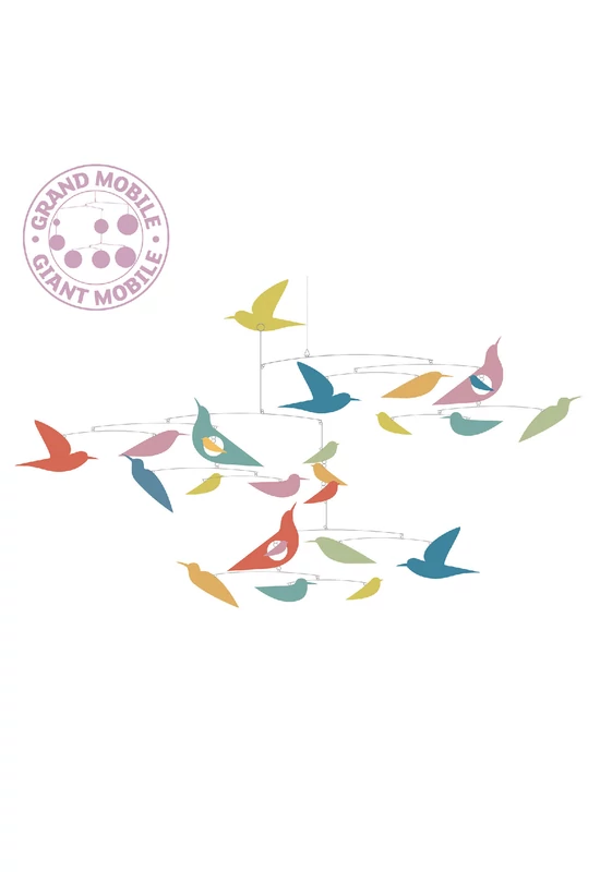 Szélmobil függődísz - Sokszínű Madarak - Mobile Katsumi-Multicolored birds