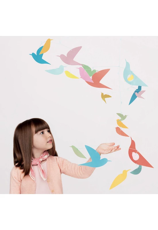 Szélmobil függődísz - Sokszínű Madarak - Mobile Katsumi-Multicolored birds