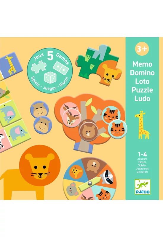 Társasjáték - 5 az 1-ben a savannán - Savannah animals, 5 GAMES
