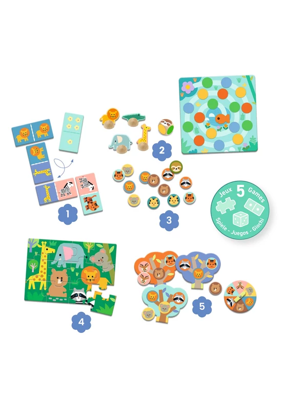 Társasjáték - 5 az 1-ben a savannán - Savannah animals, 5 GAMES