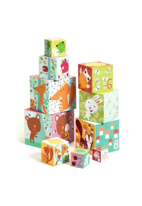 Toronyépítő kocka - Erdei állatok - 10 forest blocks