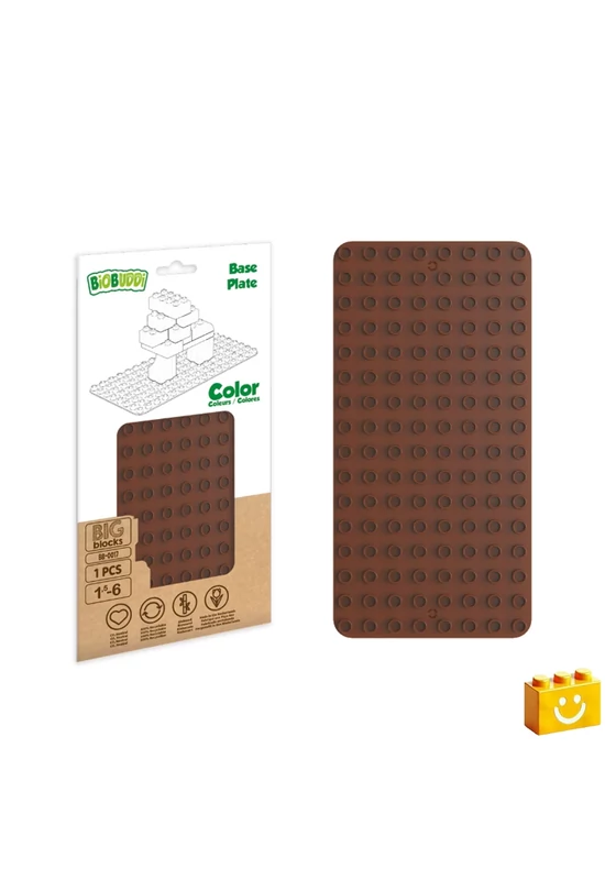 BiOBUDDi® BB-0017 | építőjáték alaplap nagy méretű kockákhoz - 100% kompatibilis minden más kedvelt márka nagy méretű kockáival | 8x16 bütyök barna