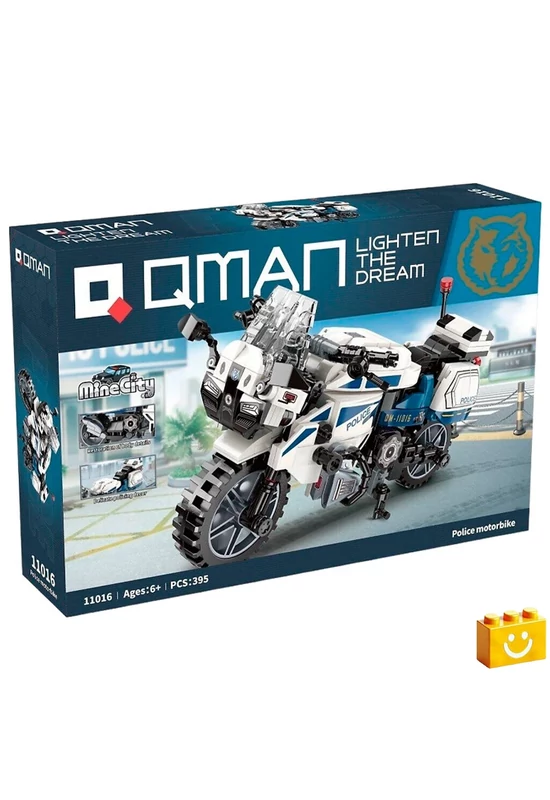 QMAN® 11016 - Rendőrmotor építőjáték - 100% kompatibilis minden más kedvelt márkával