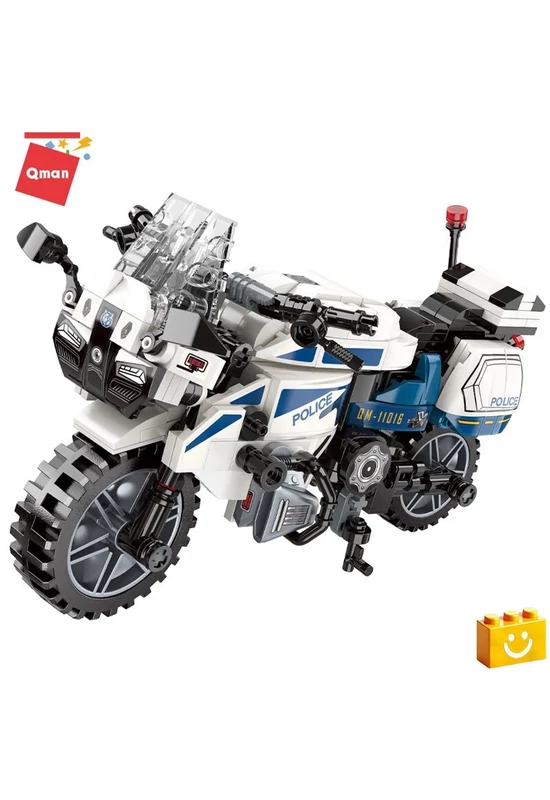 QMAN® 11016 - Rendőrmotor építőjáték - 100% kompatibilis minden más kedvelt márkával