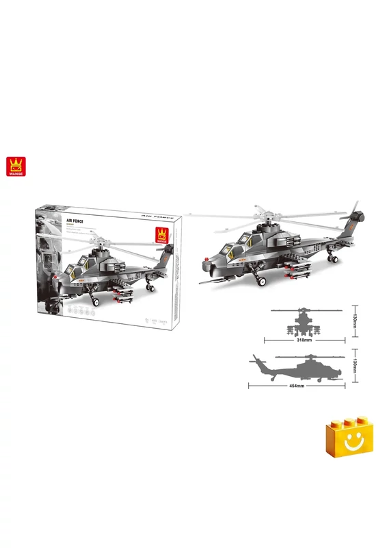 WANGE® 4002 - Katonai helikopter építőjáték - 100% kompatibilis minden más kedvelt márkával
