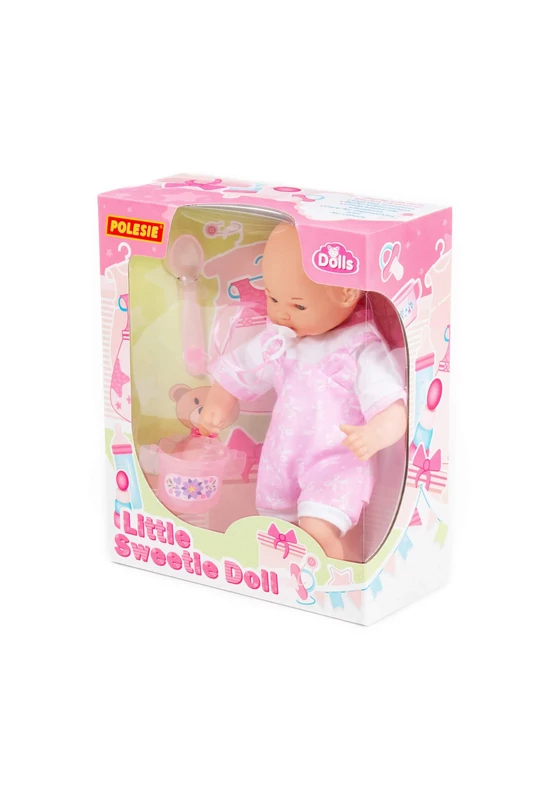 Polesie -Little Sweetie – Puha testű baba cumival és etetőkészlettel (28 cm)