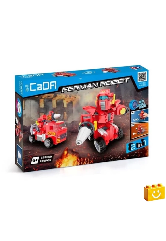 CaDA® C52009W - Ferman 2 az 1-ben robot vagy tűzoltóautó építőjáték - 100% kompatibilis minden más kedvelt márkával