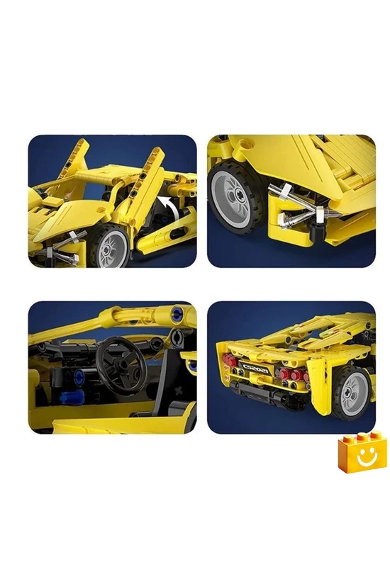 CaDA® C52021W - Lighting sárga sportkocsi - 100% technic-kompatibilis építőjáték