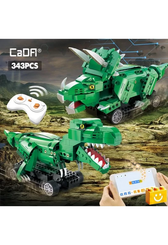 CaDA® C59002W - Dinoszaurusz világ - Távirányítós Triceratopsz - 100% technic-kompatibilis építőjáték