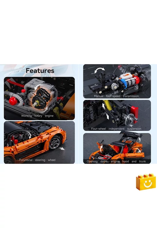 CaDA® C61502W - Távirányítós Mazda RX-7 sportkocsi - 100% technic-kompatibilis építőjáték